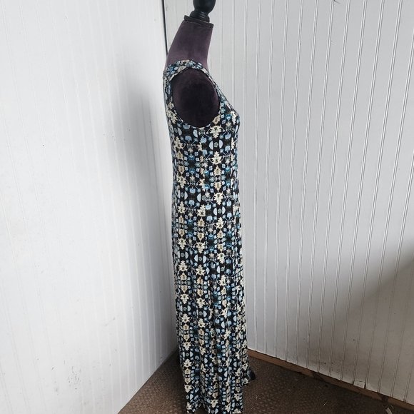 Denim & Co Canyon Retreat Shirred V-Neck Maxi Dress Washed Black Linen Cotton XS - Picture 5 of 15